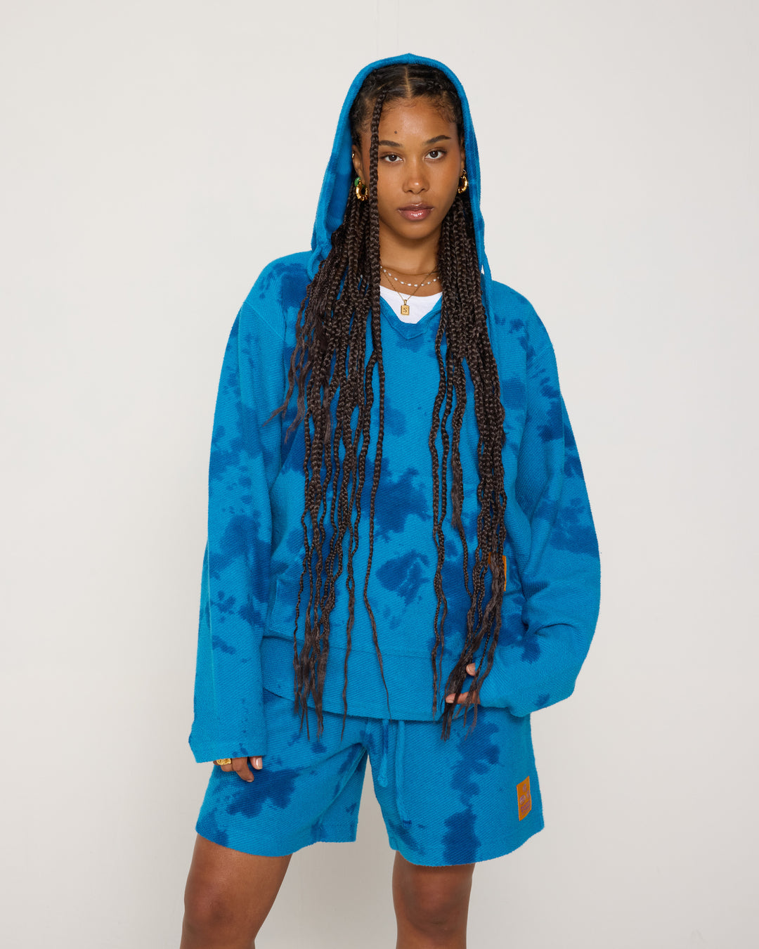 DYED HOODED PONCHO