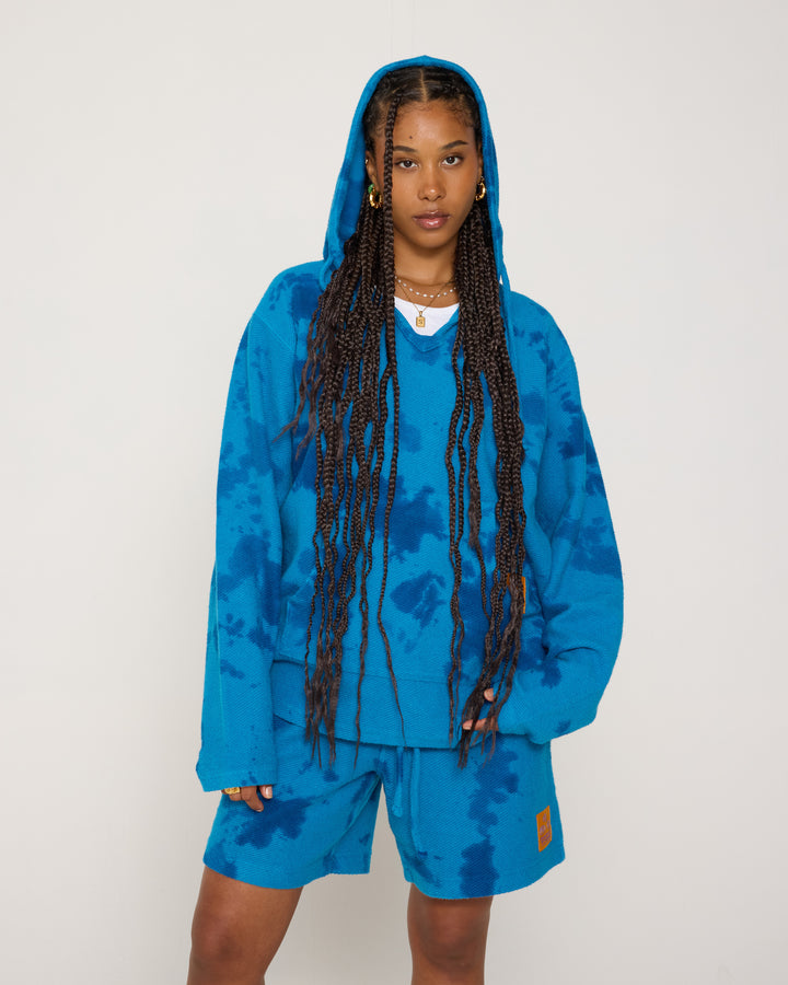 DYED HOODED PONCHO