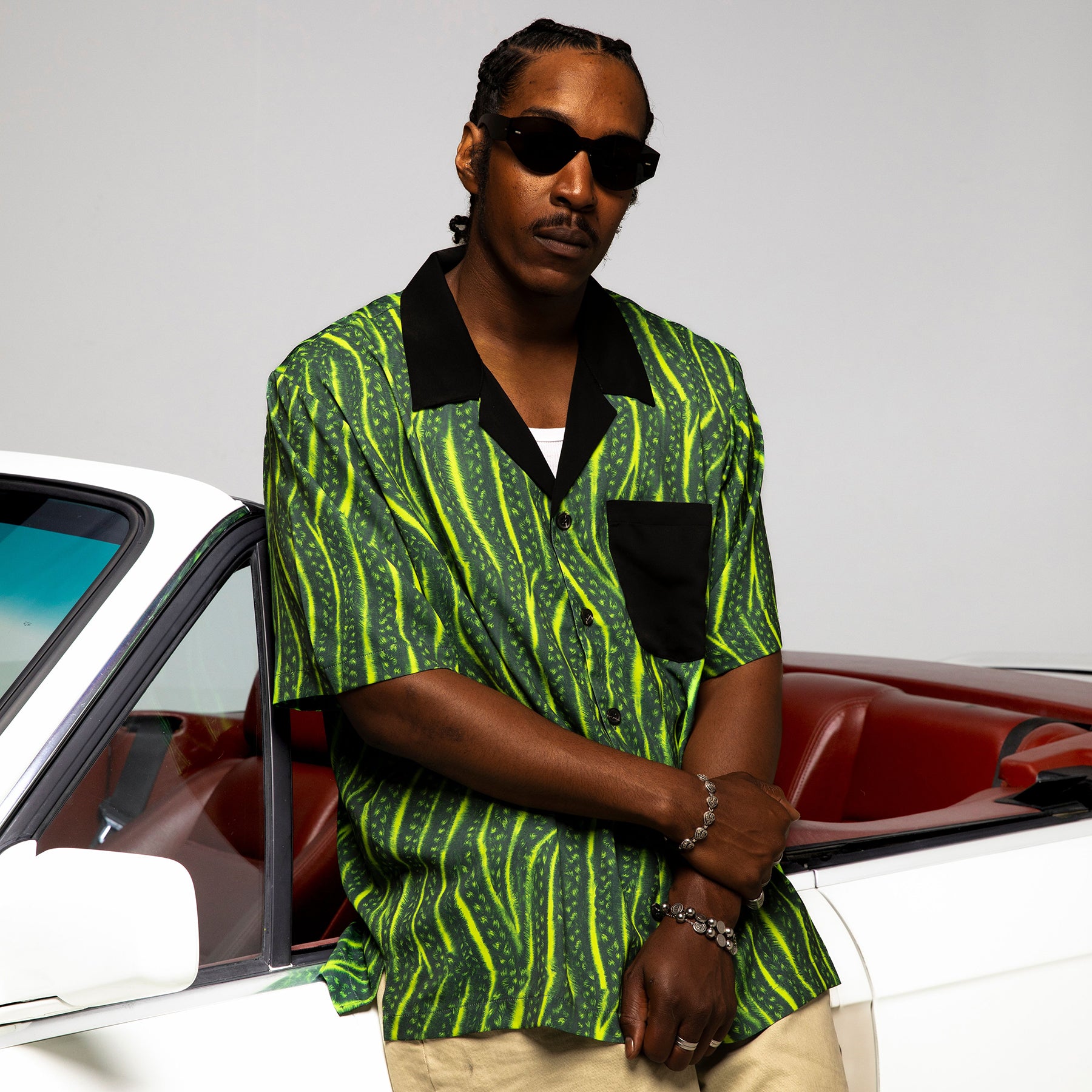 CORNROW CAMP COLLAR SHIRT (GREEN)