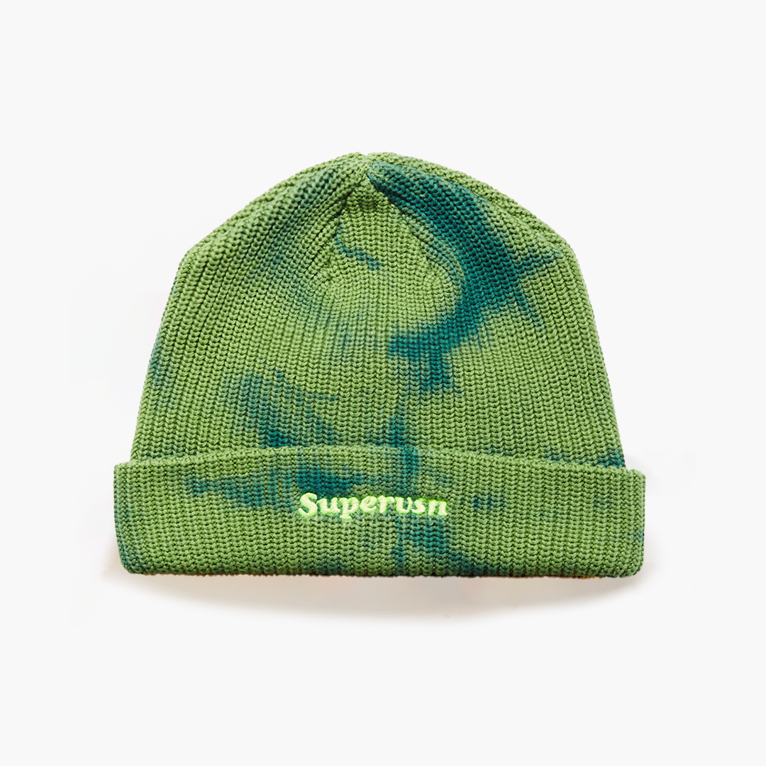 SUPERVSN LOGO TIE DYE BEANIE (GREEN)